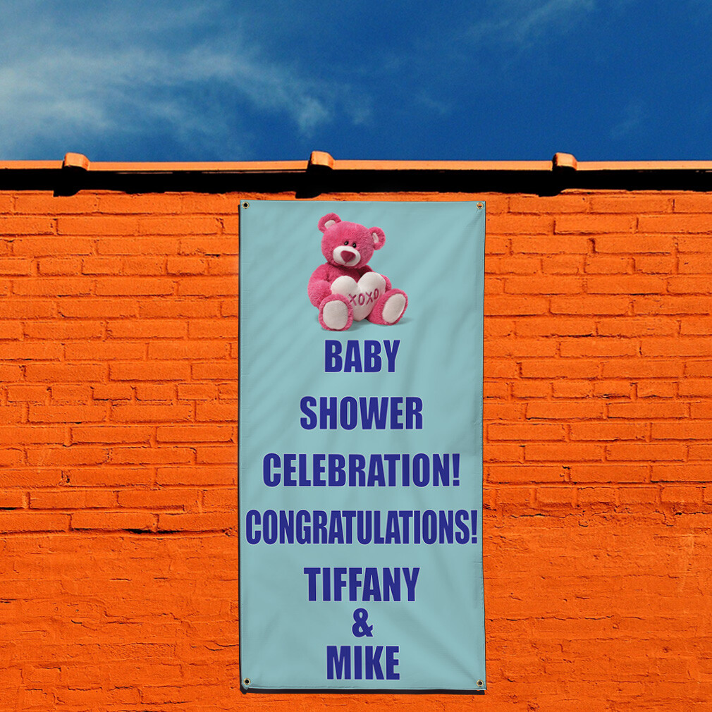 Vertical Vinyl Banner Multiple Sizes Baby Shower Custom Title Message Style 12