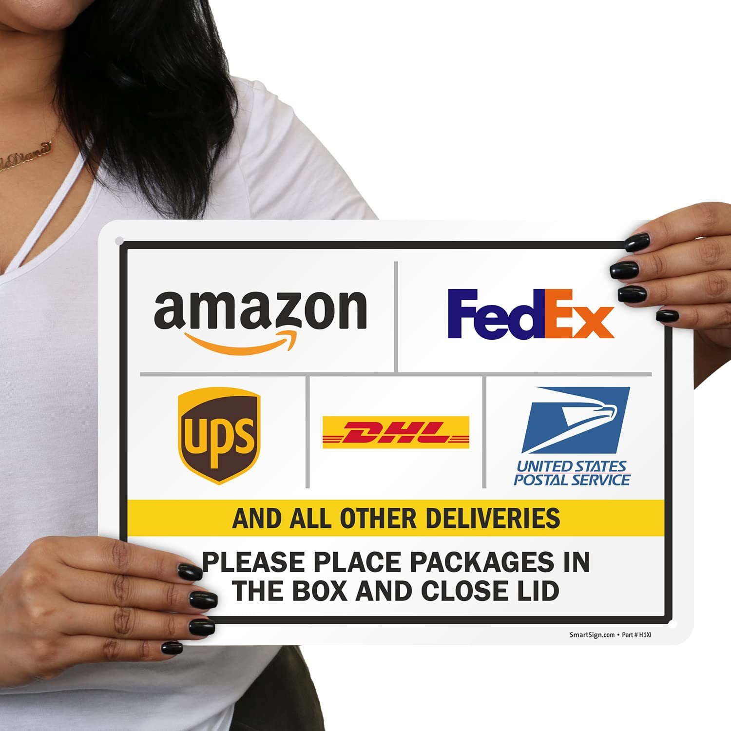 SmartSign 10 x 14 inch “Please Leave Packages in The Box and Close Lid” Metal…