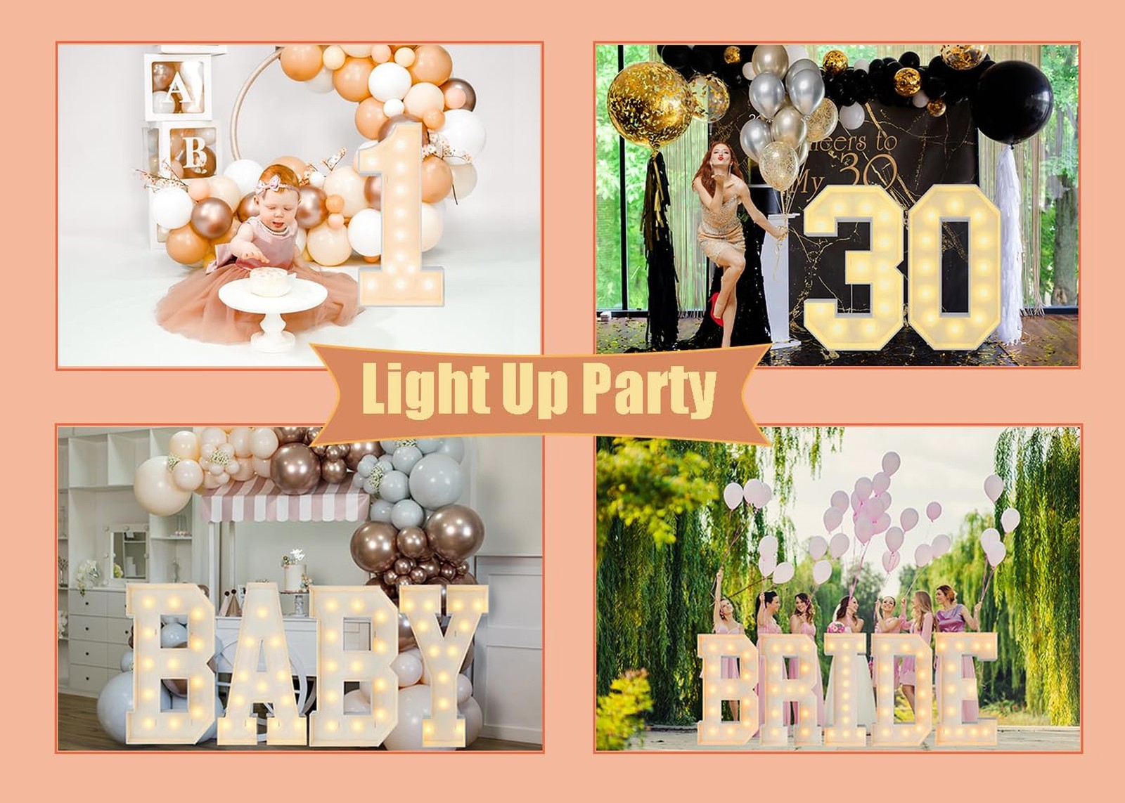 4FT Light Up Numbers Letters, Giant Marquee Numbers, Mosaic Balloon Number 0 …