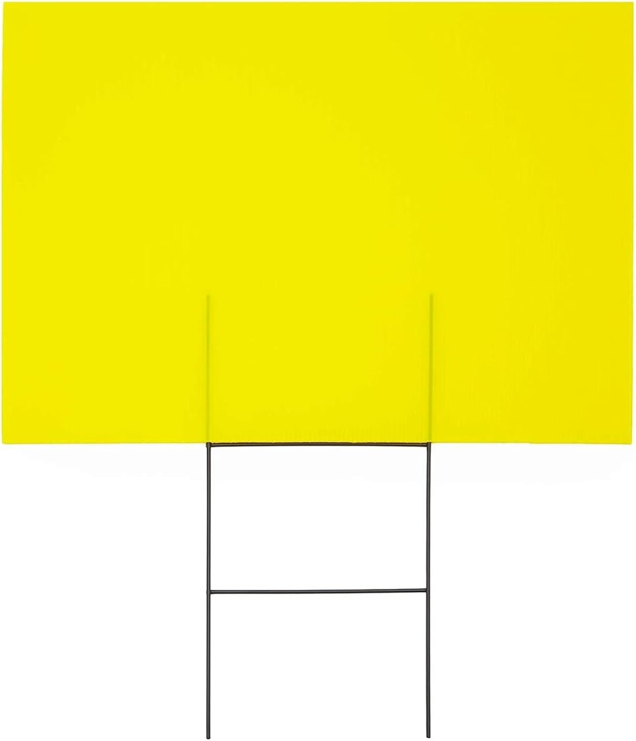 6 Pack Blank Corrugated Plastic Yard Signs w/Stakes 12 Piece Set, Yellow