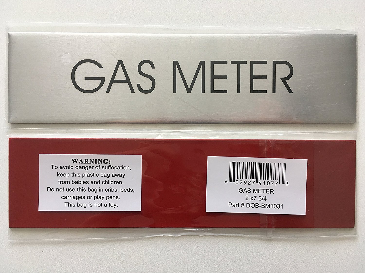 GAS METER SIGN (BRUSHED ALUMINUM 2 X7.75 )-REF24-1027