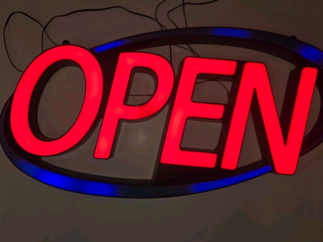 VPC Image Solution Lg Super Bright Oval Led Open Sign Red & Blue 30 1/4&Prime; X 15&Prime;