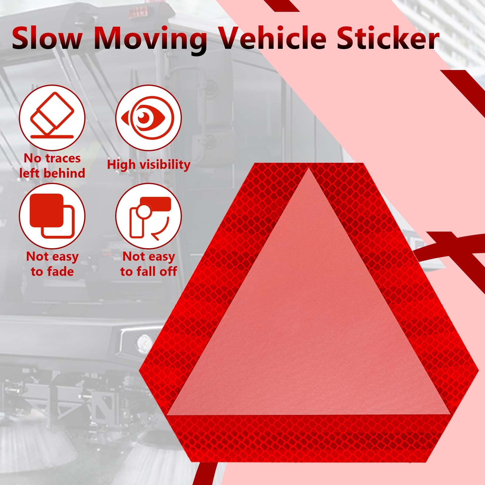 BFXM 4 Pcs Reflective Slow Moving Vehicle Triangle Stickers