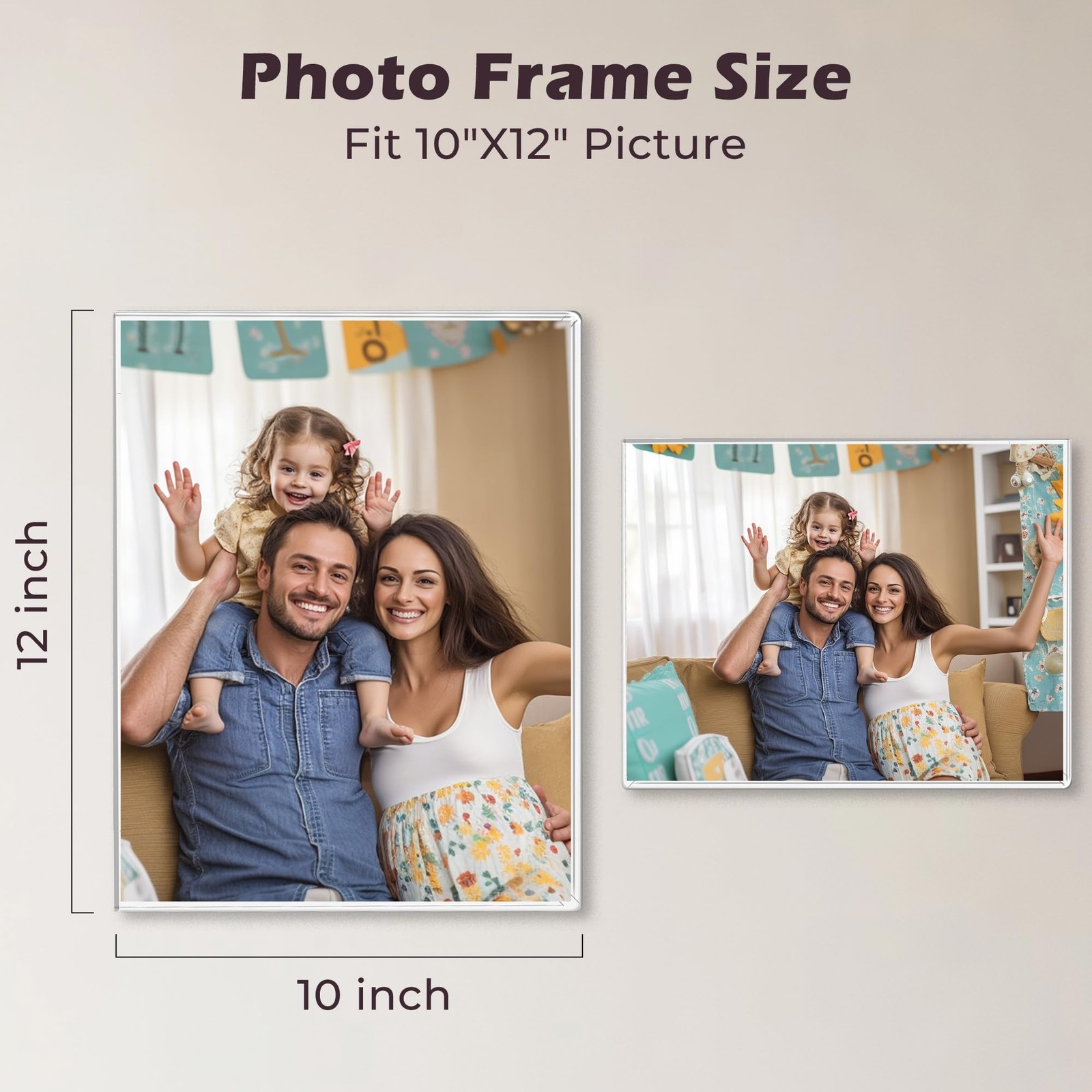 10 x 12 Acrylic Picture Frame, Horizontal/Vertical Clear Photo Frame for Wall…
