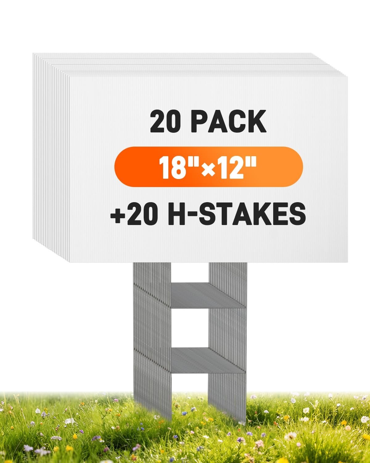 20 Pack Blank Yard Signs with Metal Stakes – 18×12&Prime; Corrugated Plastic for Sale,
