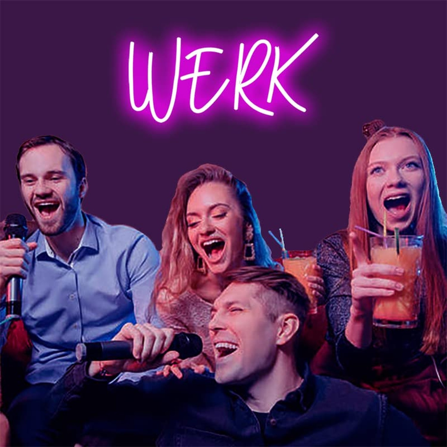 Werk Word LED Neon Pink Light Sign Werk Neon Signs “15.7×8.2 ” Acryl