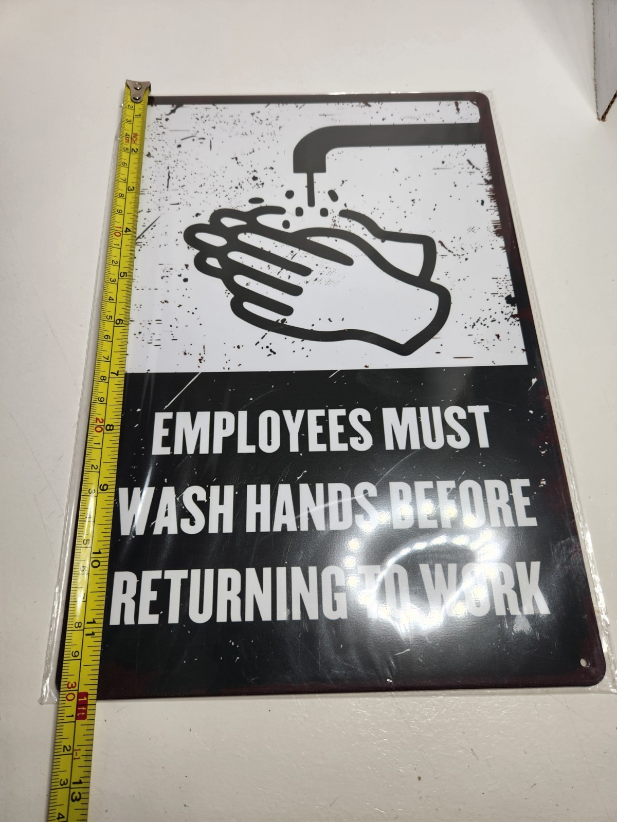 Employees Must Wash Hands Before Returning To Work Aluminum Metal Sign 12&Prime; × 8&Prime;