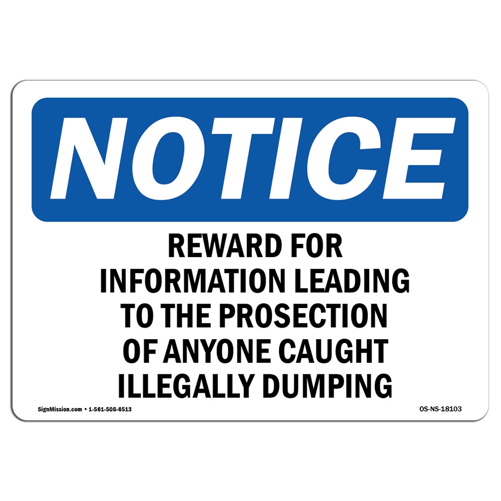 Reward For Information Leading To The Prosecution OSHA Notice Sign Metal Plastic