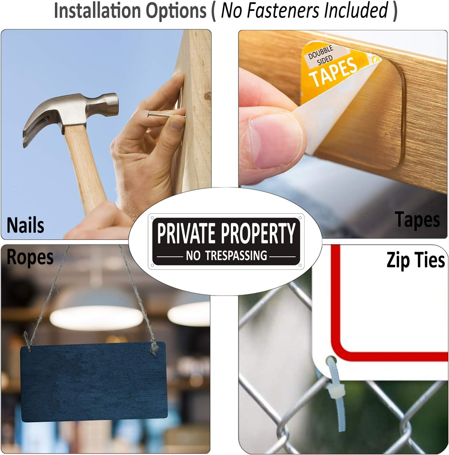 2Pack 10×3.5In No Trespassing Metal Signs Private Property Aluminum Outdoor