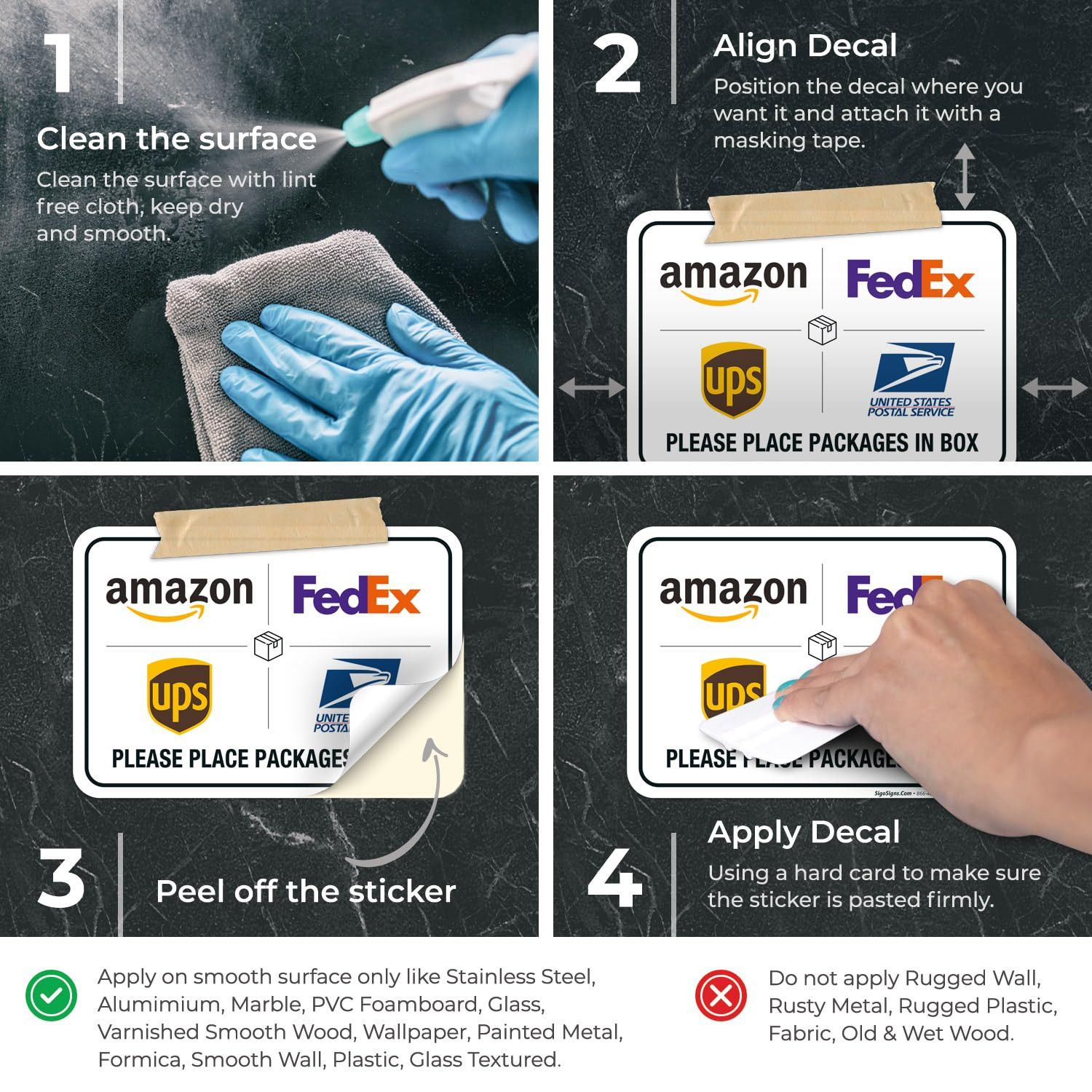 Package Delivery Sign, Delivery Instructions Fedex Amazon Ups USPS Sign, 10X7 In