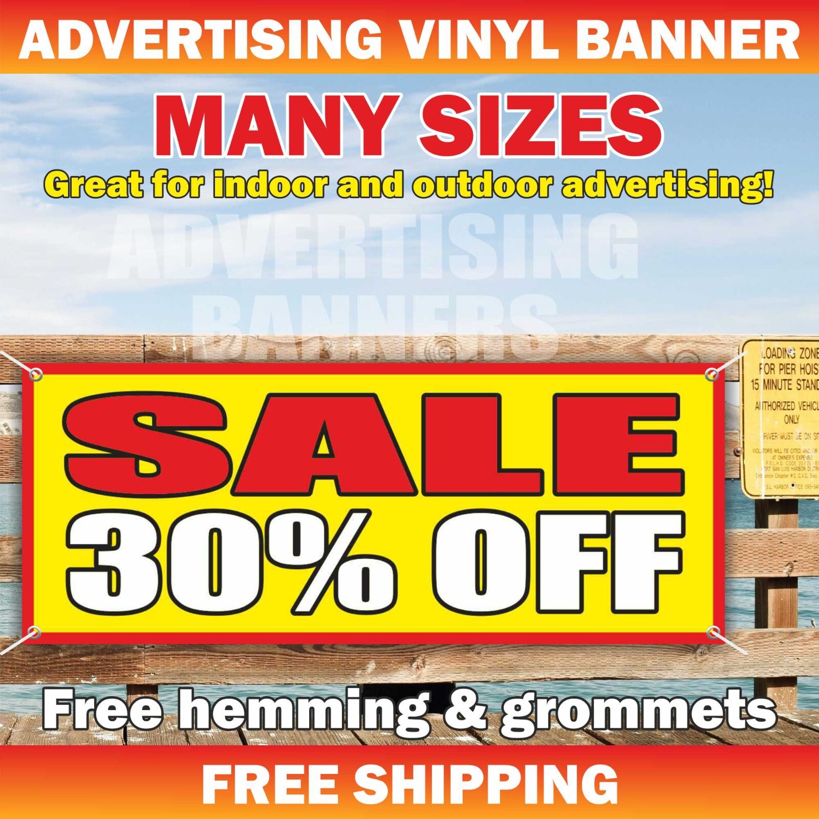 SALE 30% OFF Advertising Banner Vinyl Sign clearance holiday discount deal event