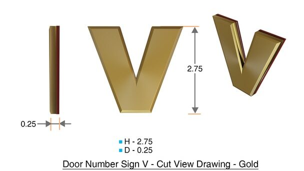 1 PCS – Apartment Number Sign/Mailbox Number Sign,Letter V(Gold,3D…-REF24-1027