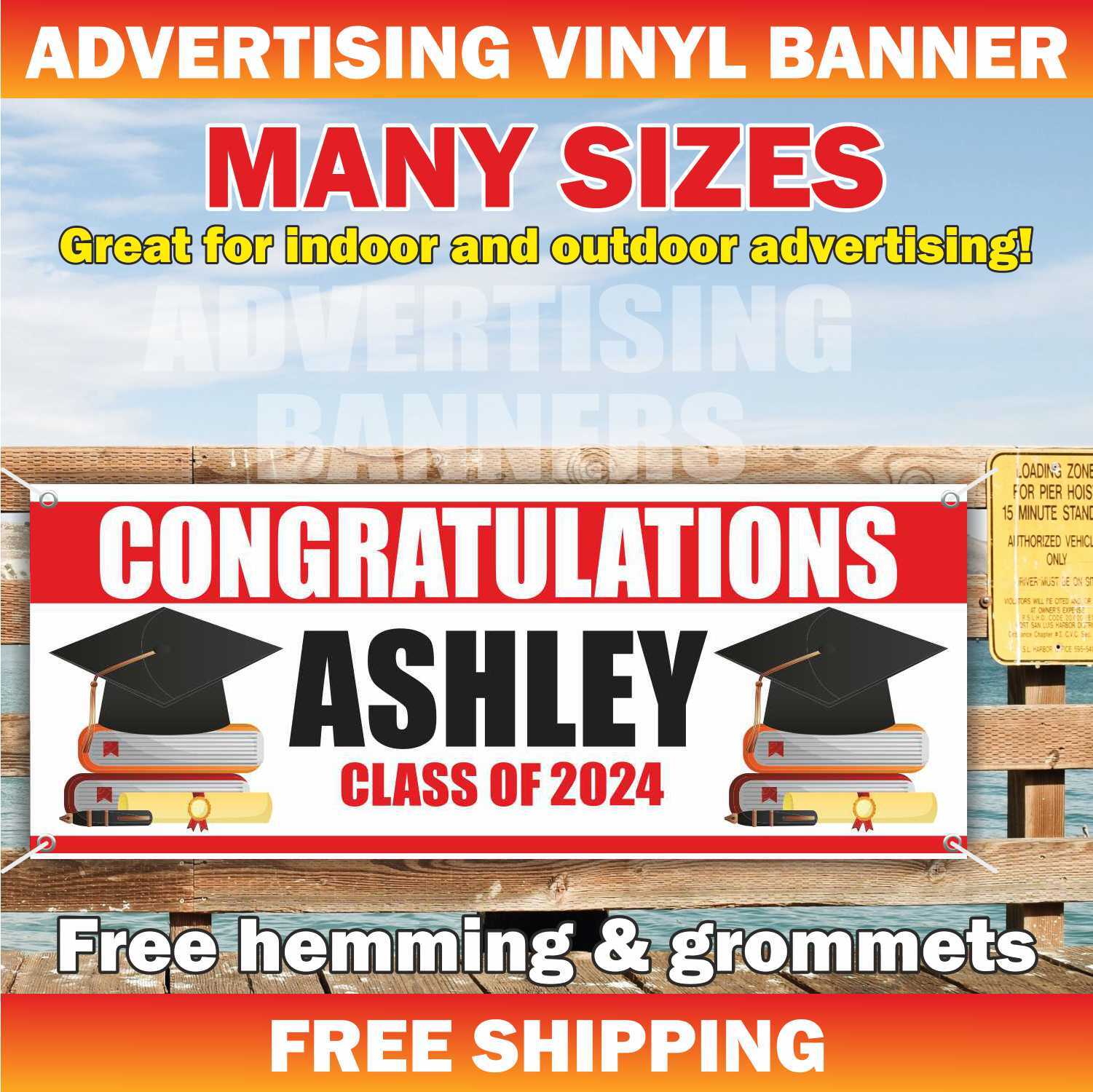 CLASS OF 2024 Advertising Banner Vinyl Mesh Sign School University Graduate