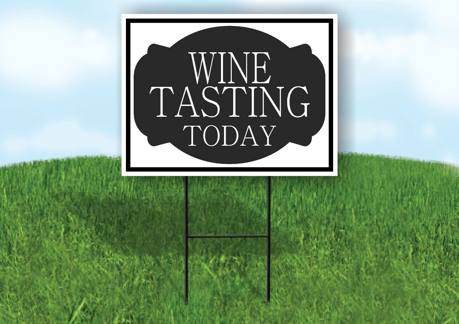 WINE TASTING TODAY BLACK TAG Yard Sign Road with Stand LAWN SIGN