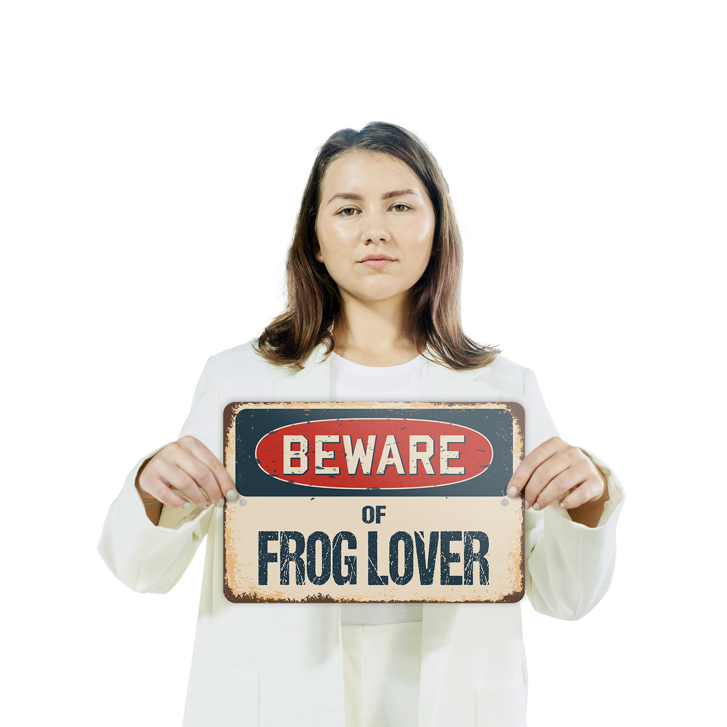 Frog Lover (3 Pack) Plastic Street Sign Crossing Warning Vintage Rustic Beware