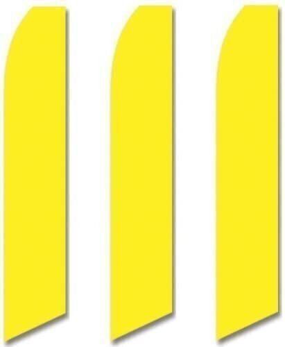 3 (three) Pack Tall Swooper Flags Bright Lemon Yellow Solid Plain Color