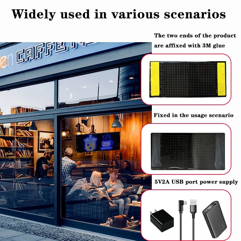 LED Sign for Car Taxi, 7 »x3 » Flexible LED Matrix Panel USB 5V Bluetooth APP…