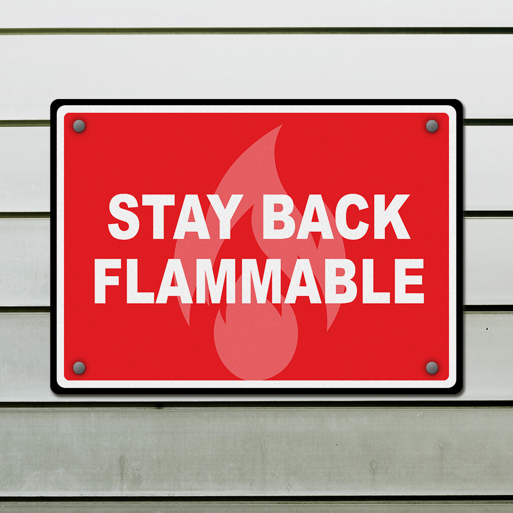 Horizontal Metal Sign Stay Back Flammable Weatherproof Street Signage