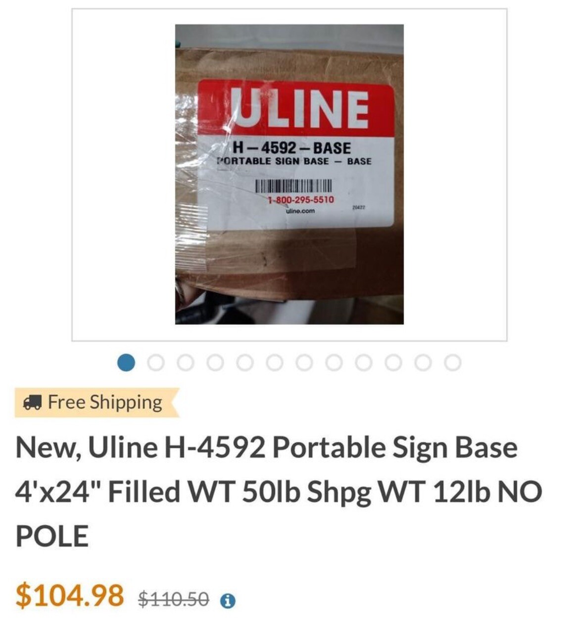 Uline H-4592 Portable Sign Base 4&rsquo;x24&Prime; NO POLE