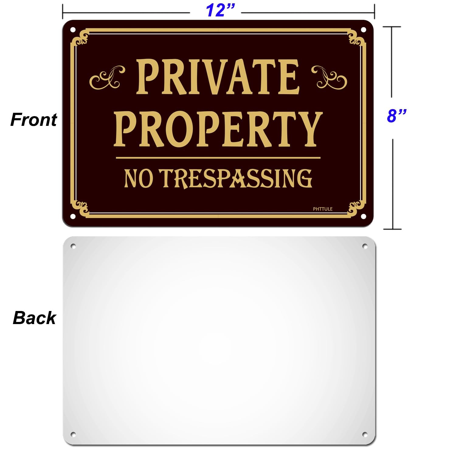 No Trespassing Sign Metal Private Property 8×12 Inches Heavy Duty UV Coated