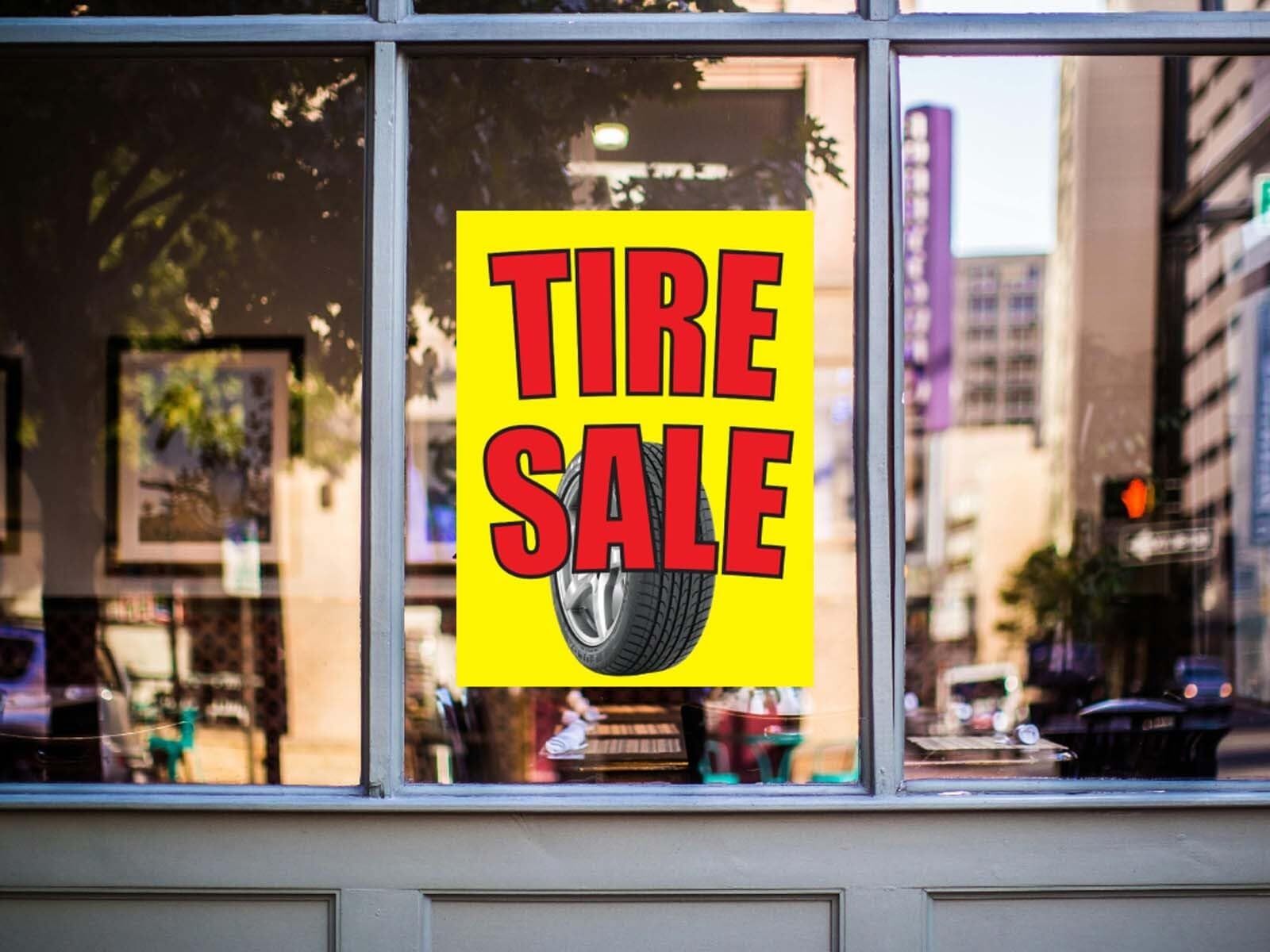 Tire Sale | Retail Window Display Sign | 18&Prime;W x 24&Prime;H