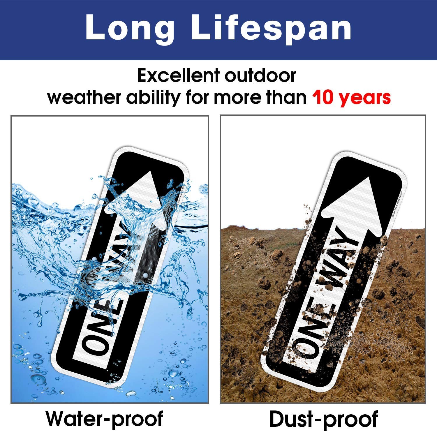 18×6 Reflective One Way Sign with Right Arrow – Rust-Free Aluminum, UV Protected