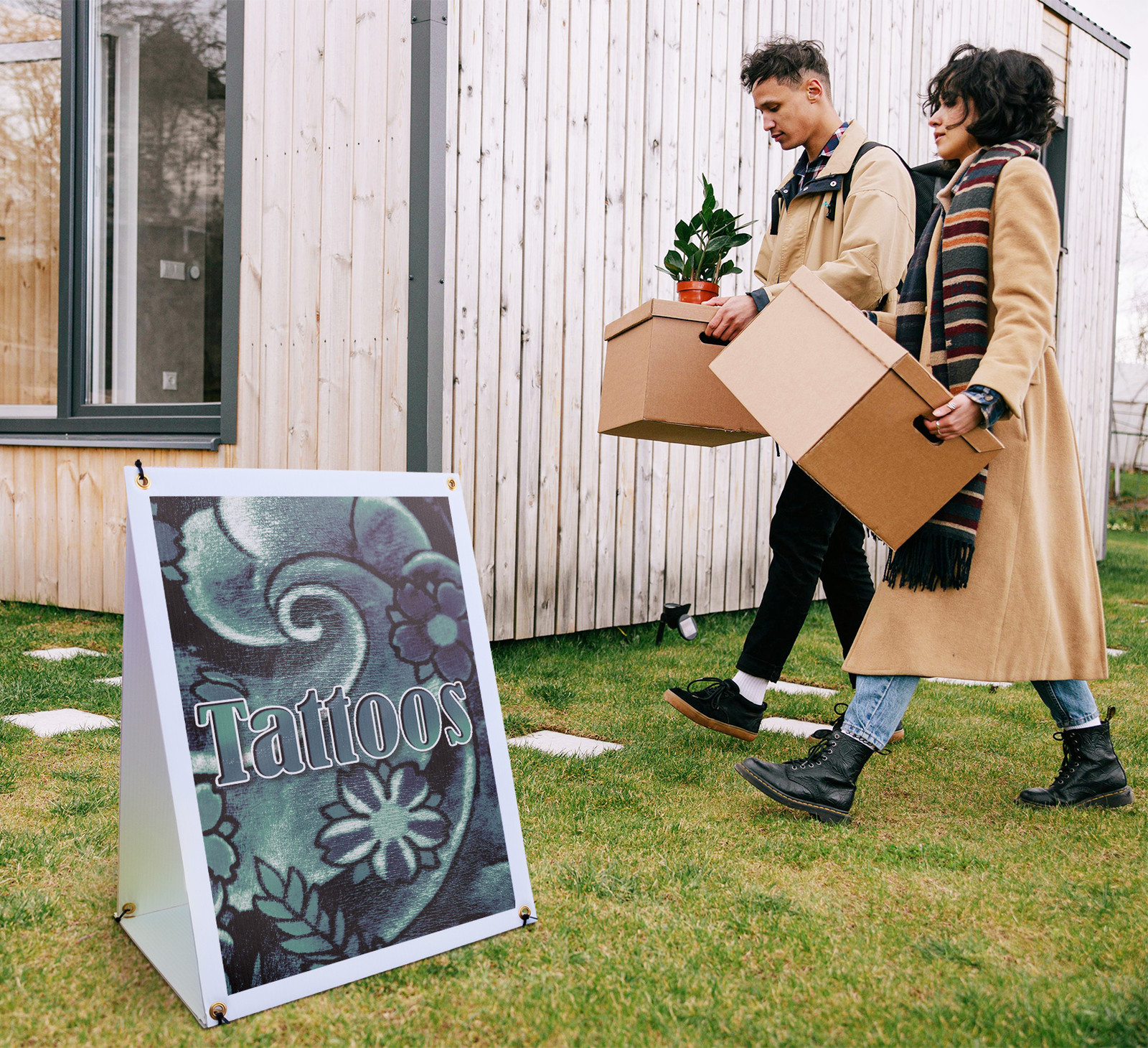 Tattoos A-Frame Sidewalk Sign Professional Services Artistic Unique Designs