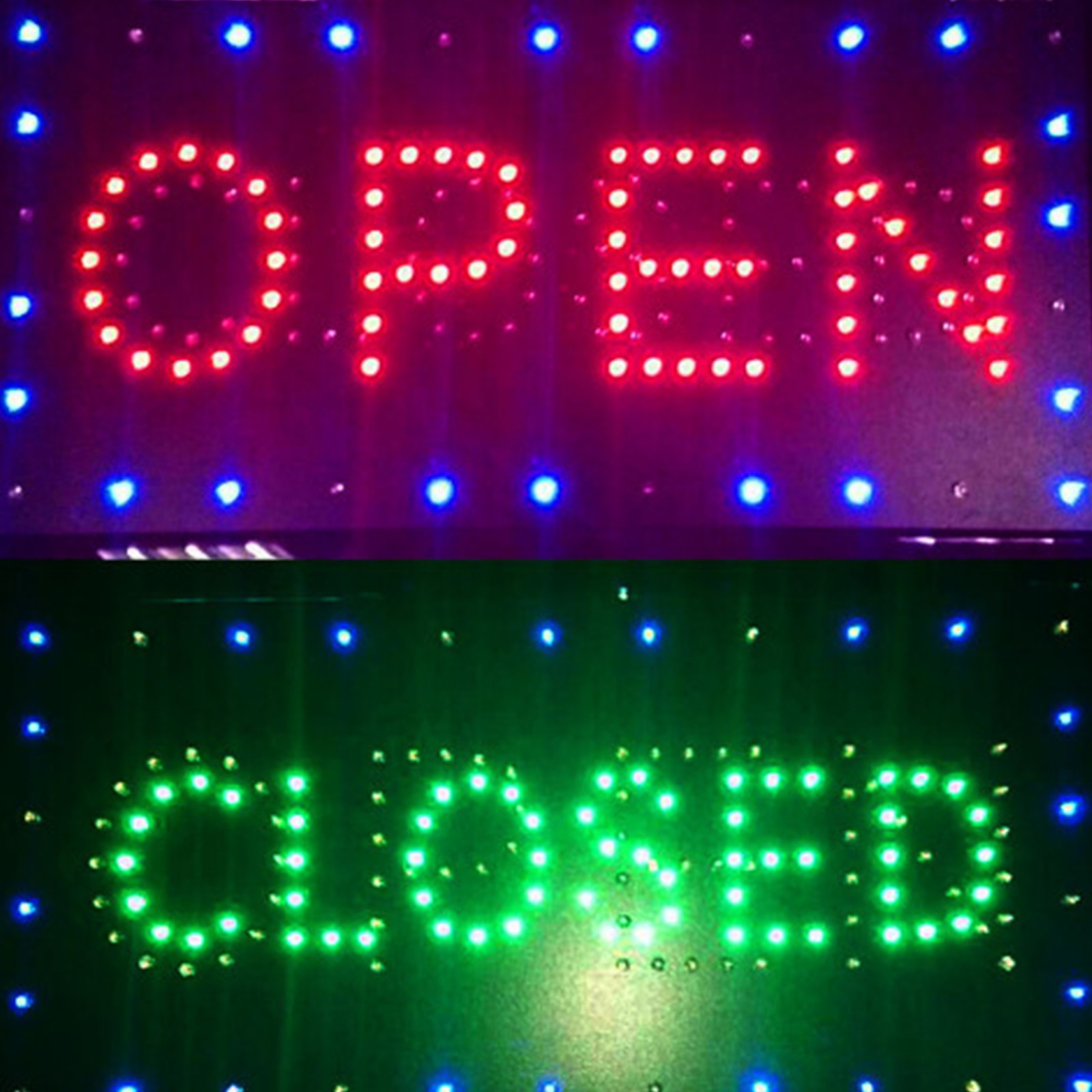 2In1 Bright LED Business Open Closed Sign Display Neon Board For Store Bar Shop
