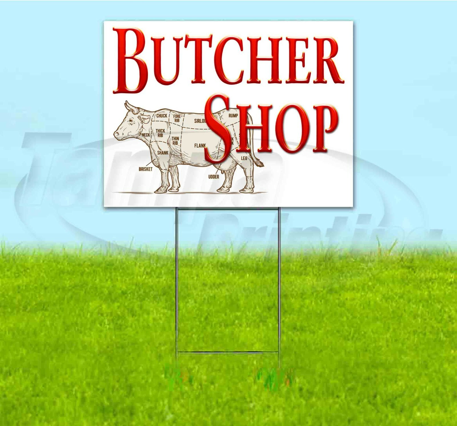 BUTCHER SHOP 18×24 Yard Sign WITH STAKE Corrugated Bandit USA BUSINESS PRODUCE