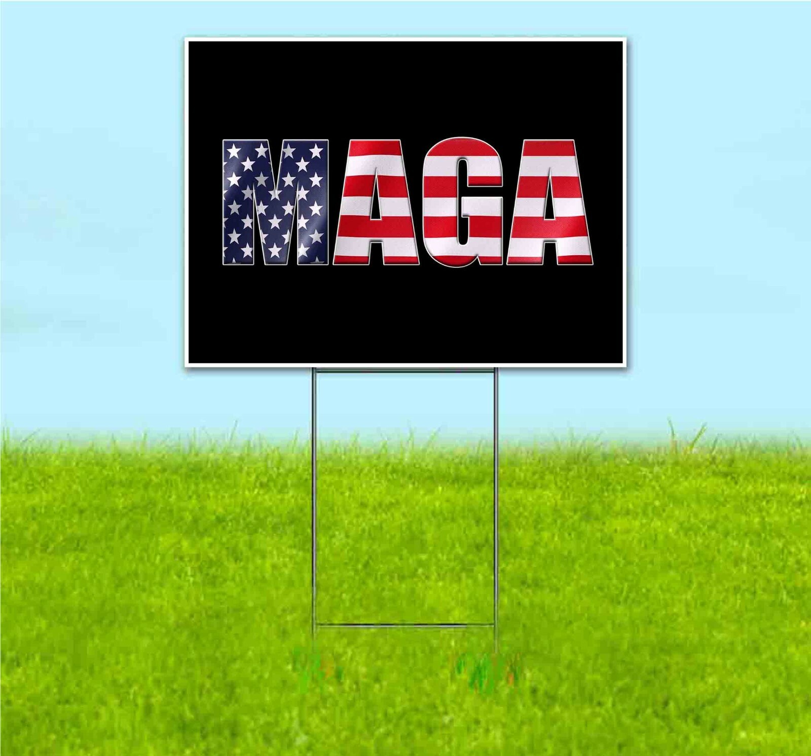 MAGA AMERICAN FLAG 18×24 Yard Sign Corrugated Plastic Bandit Lawn USA TRUMP 2024