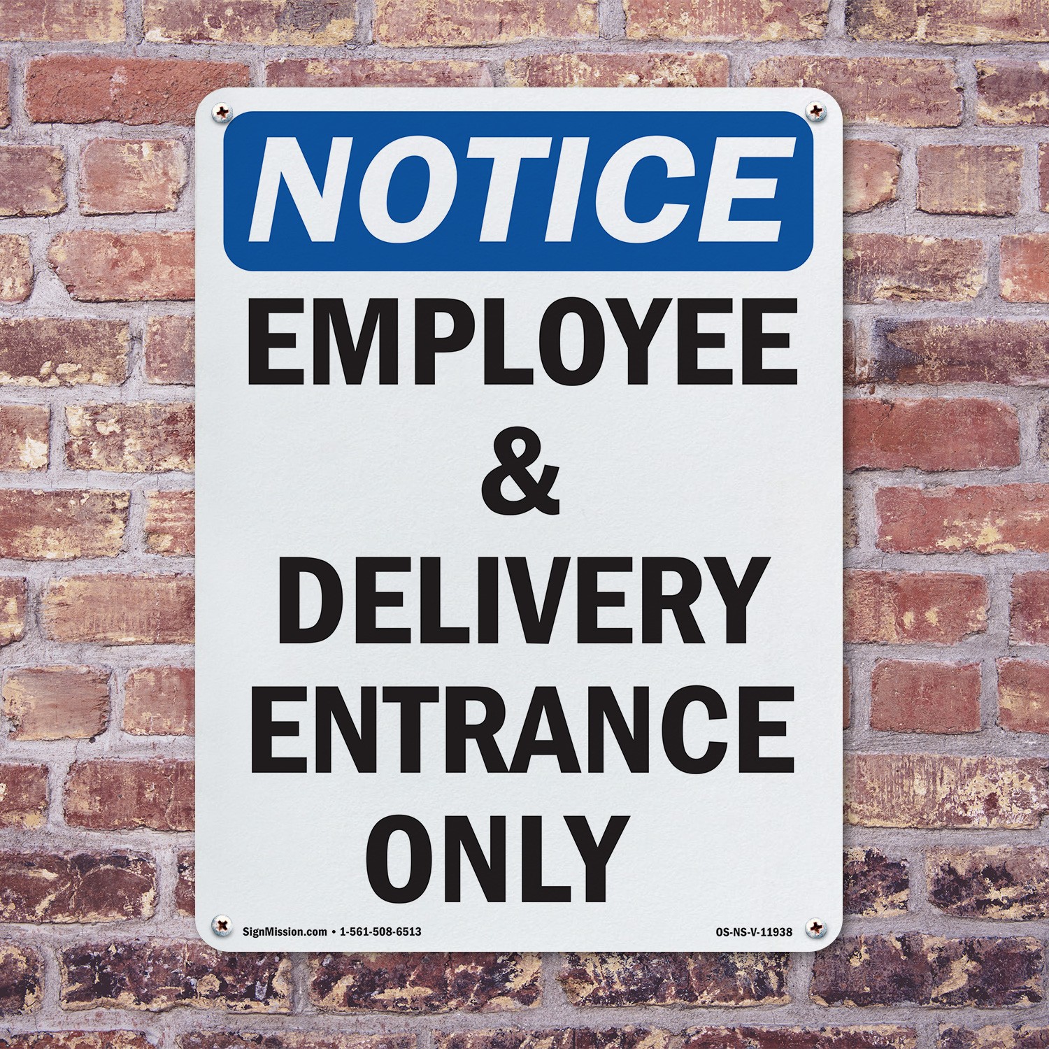 Employee And Delivery Entrance Only OSHA Notice Sign Or Decal – 5 or 10 Pack