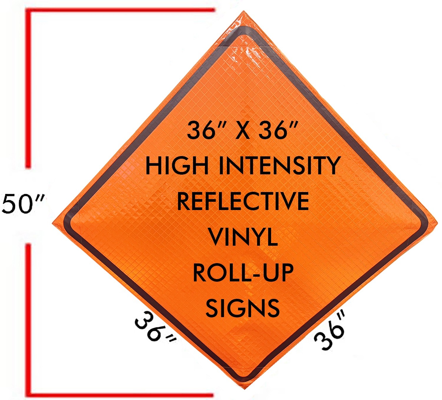 36&Prime; Custom Reflective Orange MUTCD Roll-Up Traffic Safety Sign & Aluminum Stand