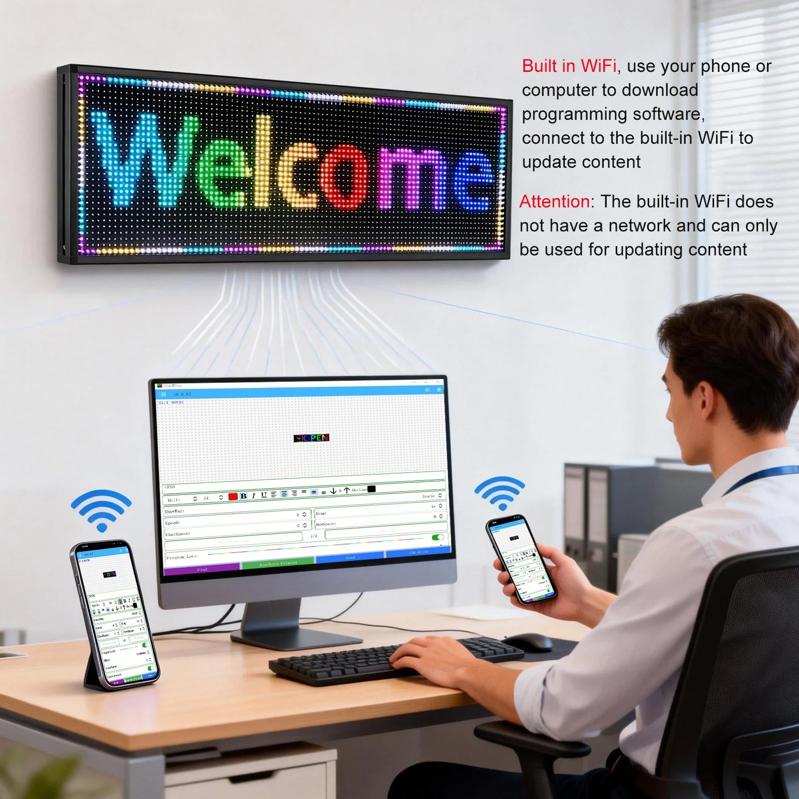 P10 Programmable Scrolling Led Sign Outdoor Digital Sign Display 39&Prime;X8&Prime;