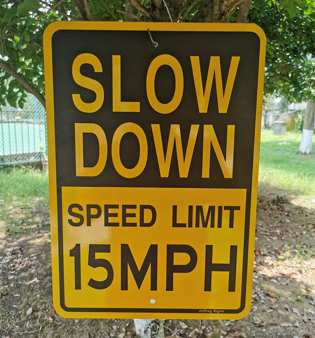 2 Pack Slow Down Speed Limit 15 MPH Sign 17×12 Inch Reflective Aluminum