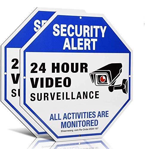 Sheenwang 2Pack Security Camera Sign, Video Surveillance Signs Outdoor, UV Pr…
