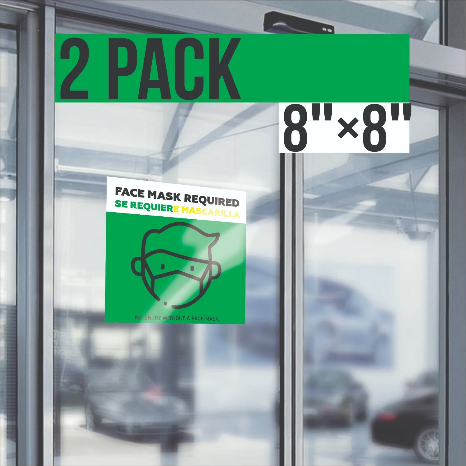 Face Mask Required Sign Window Stickers 2 Pack Door Decal Business Vinyl