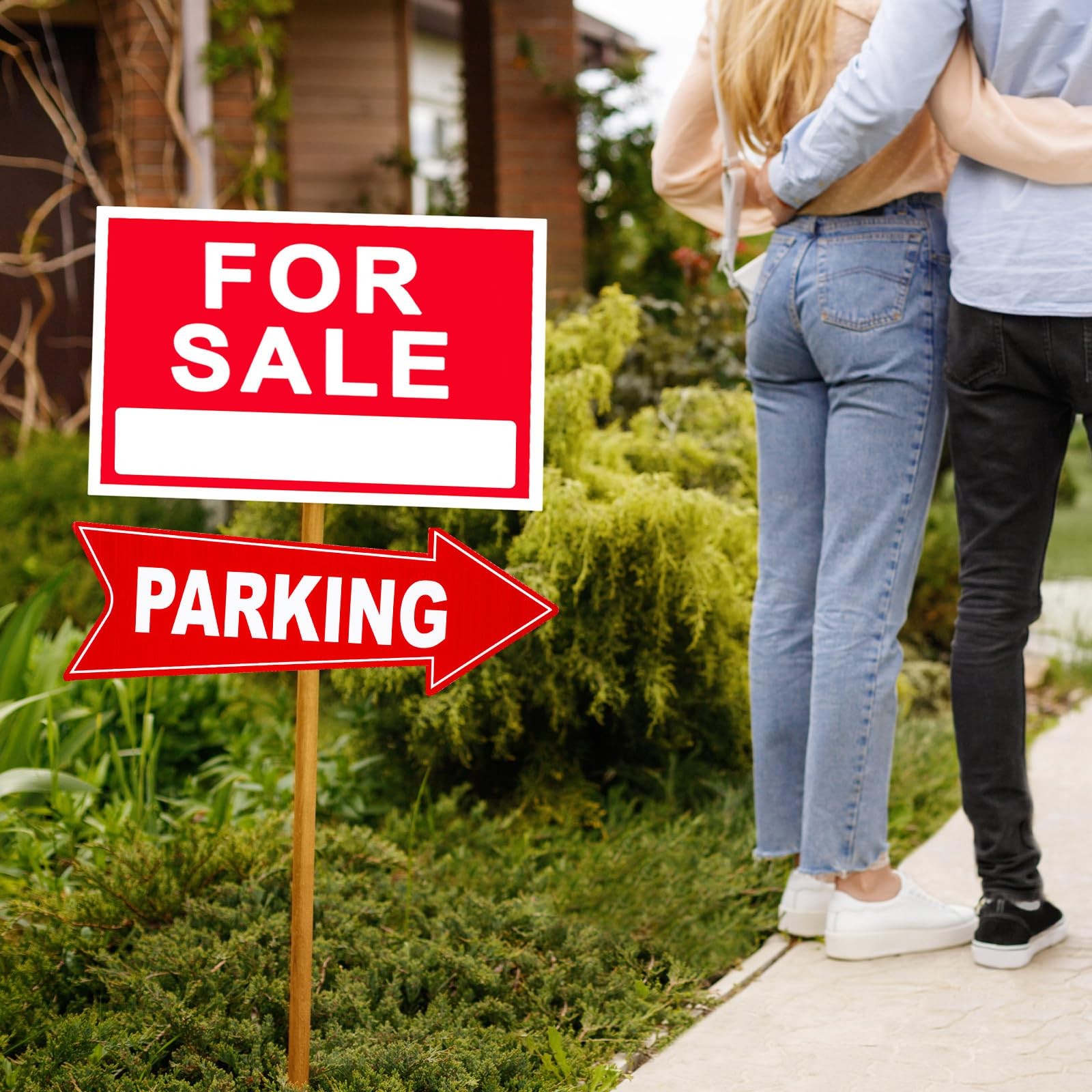 8 PCS Parking Sign Stake 17 x 6 Inch Directional Arrow Corrugated Plastic