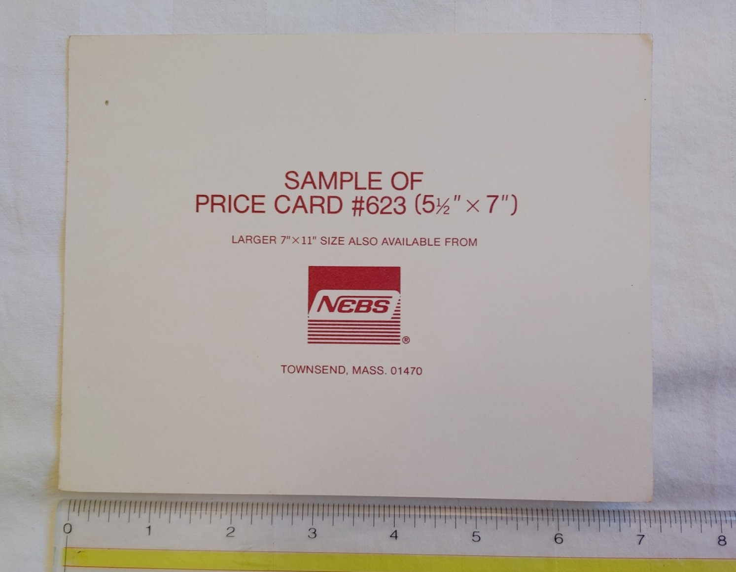 Vintage Save Regular Price Our Price Card NEBS Form #623 Yellow Red 5-1/2&Prime; x 7&Prime;