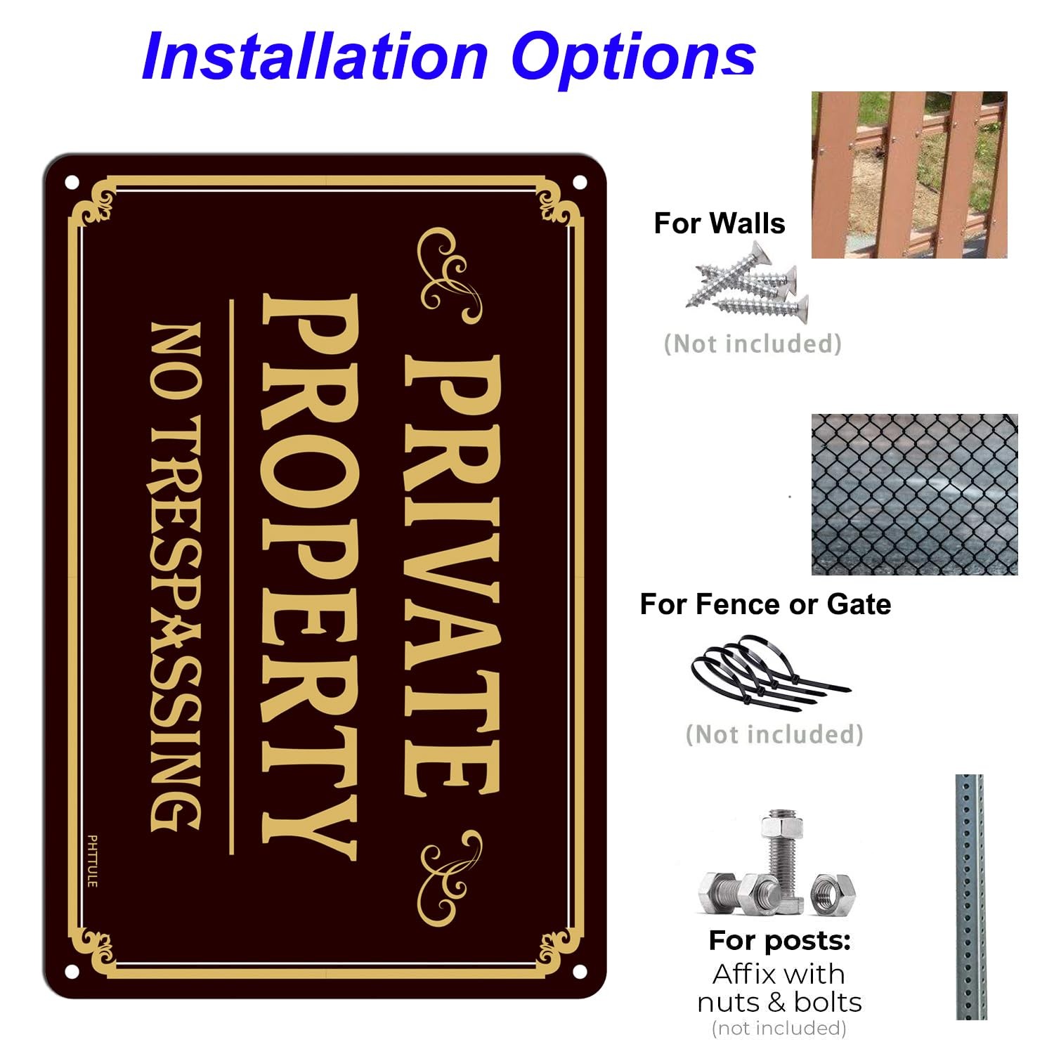 No Trespassing Sign Metal Private Property 8×12 Inches Heavy Duty UV Coated
