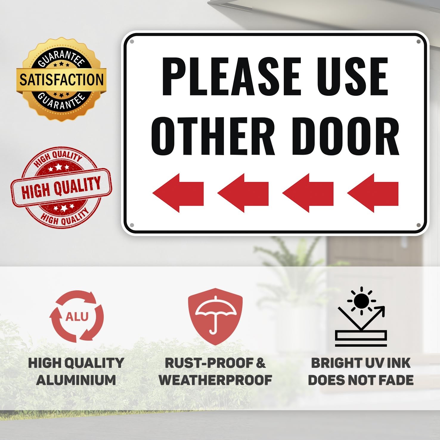 1PC Please Use Other Door Sign Left, 12 x 8 Inches – Aluminum – Other Entranc…
