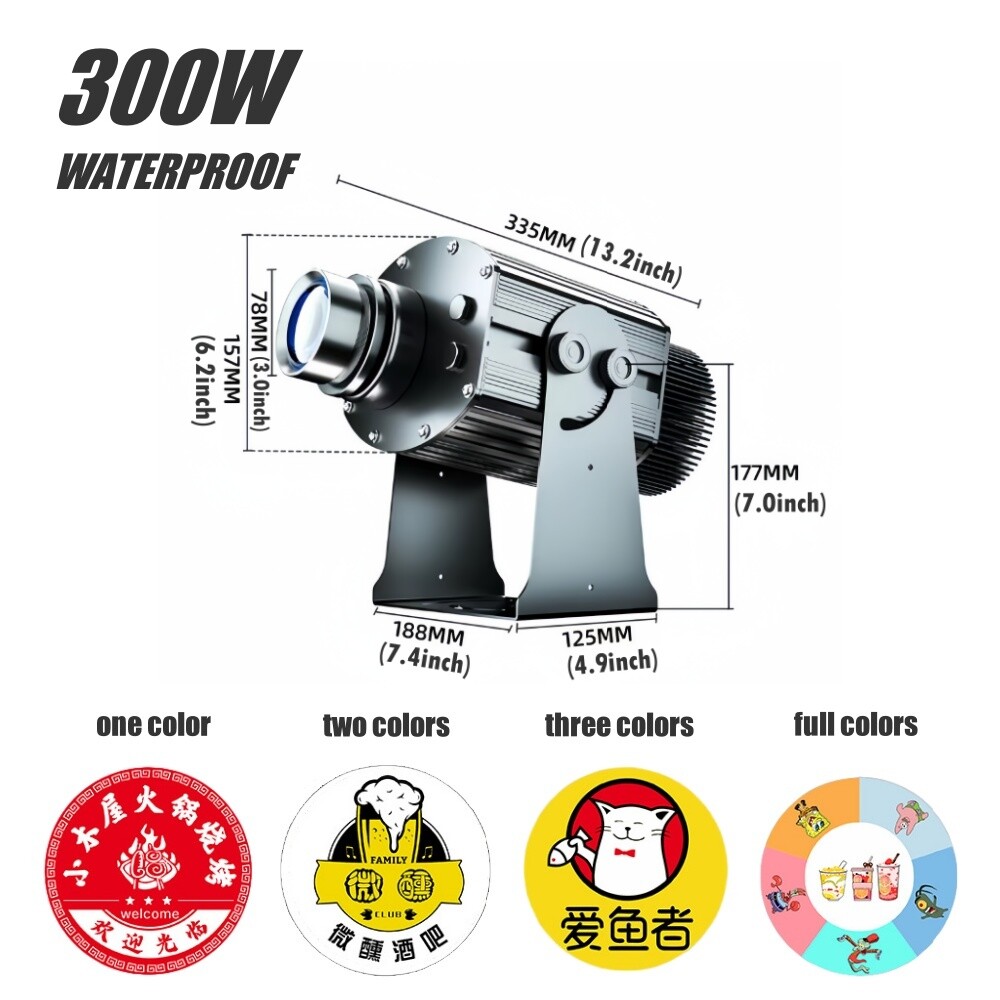 300W Custom Logo Projector GOBO IP65 for Store Business Outdoor Indoor Lights