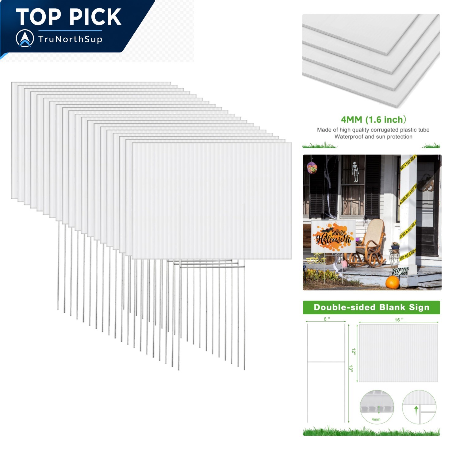 20 Pack Yard Signs with Stakes 16×12 Inch Double Sided Corrugated Plastic for…