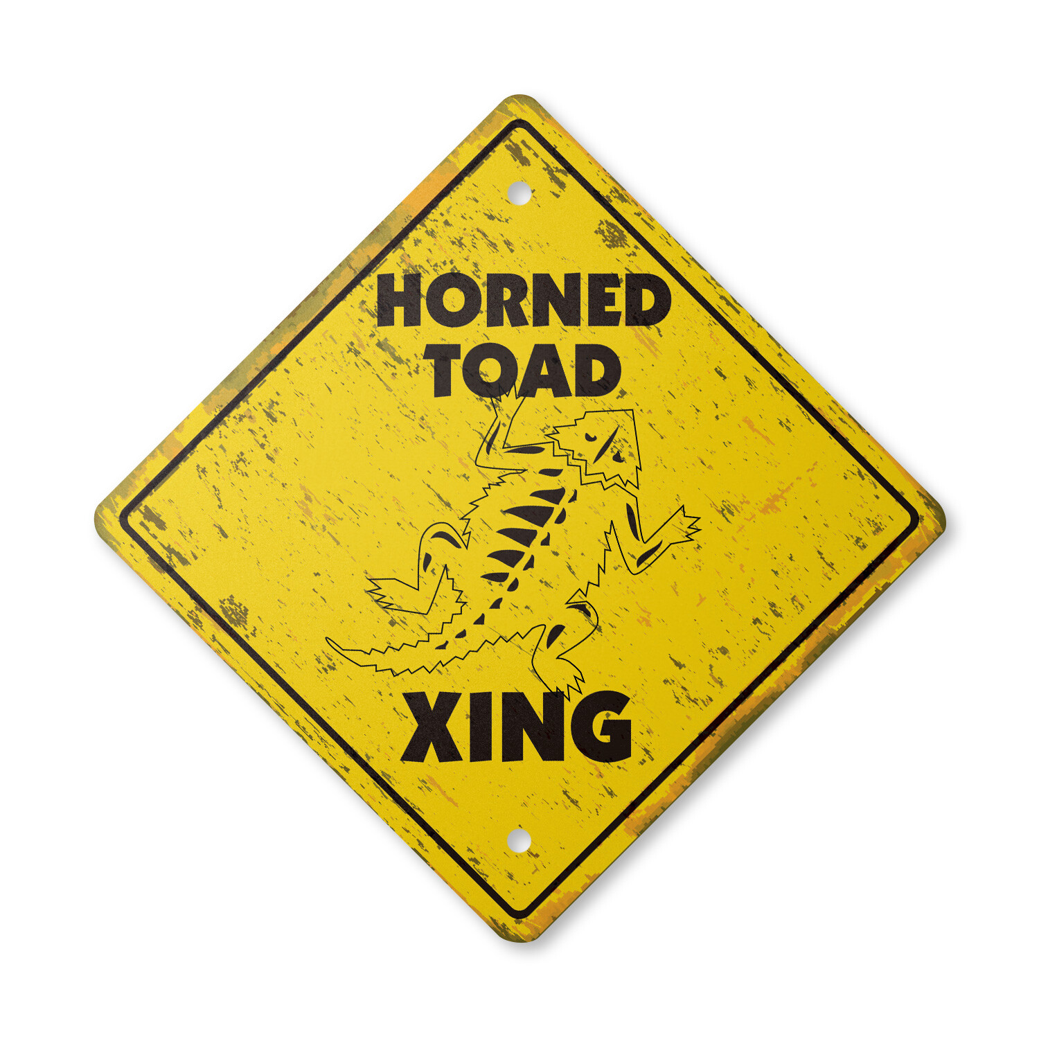 Horned Toad Vintage Crossing Sign Xing Plastic Rustic frog reptile cage food sup