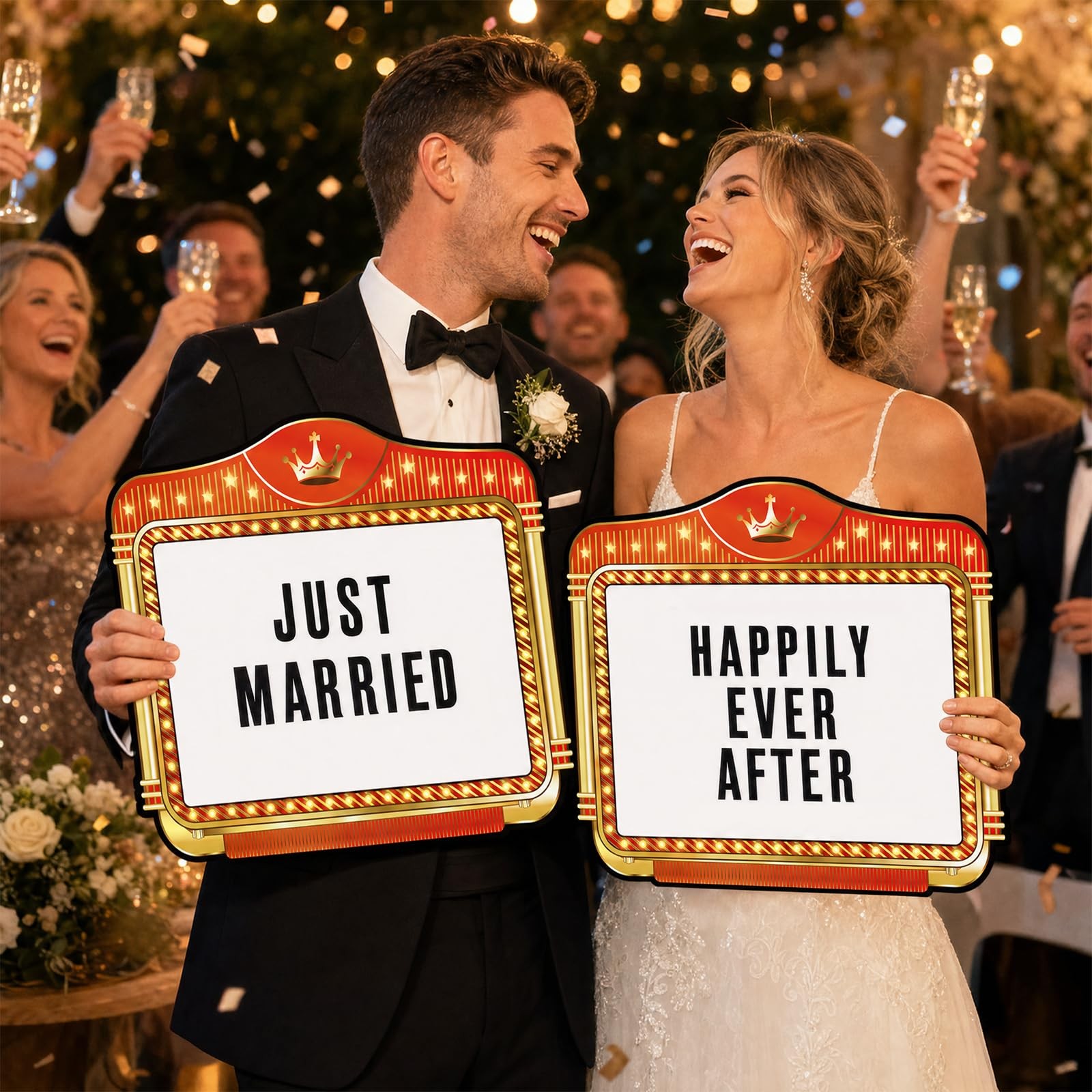 Wedding Bottle Sign Set – 4 Pack Bottle Signs with 8 Sheets Letters Sticker a…