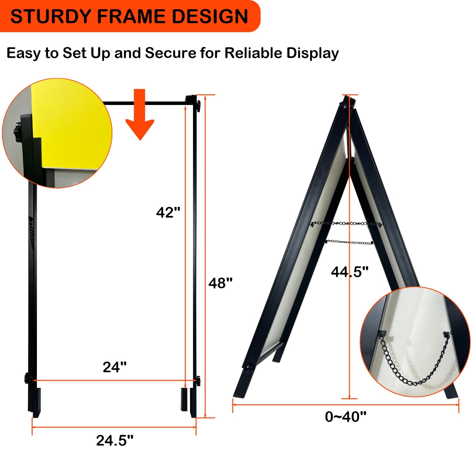 A-Frame Sidewalk Sign Board Curb Sign in Double Sided Display Foldable