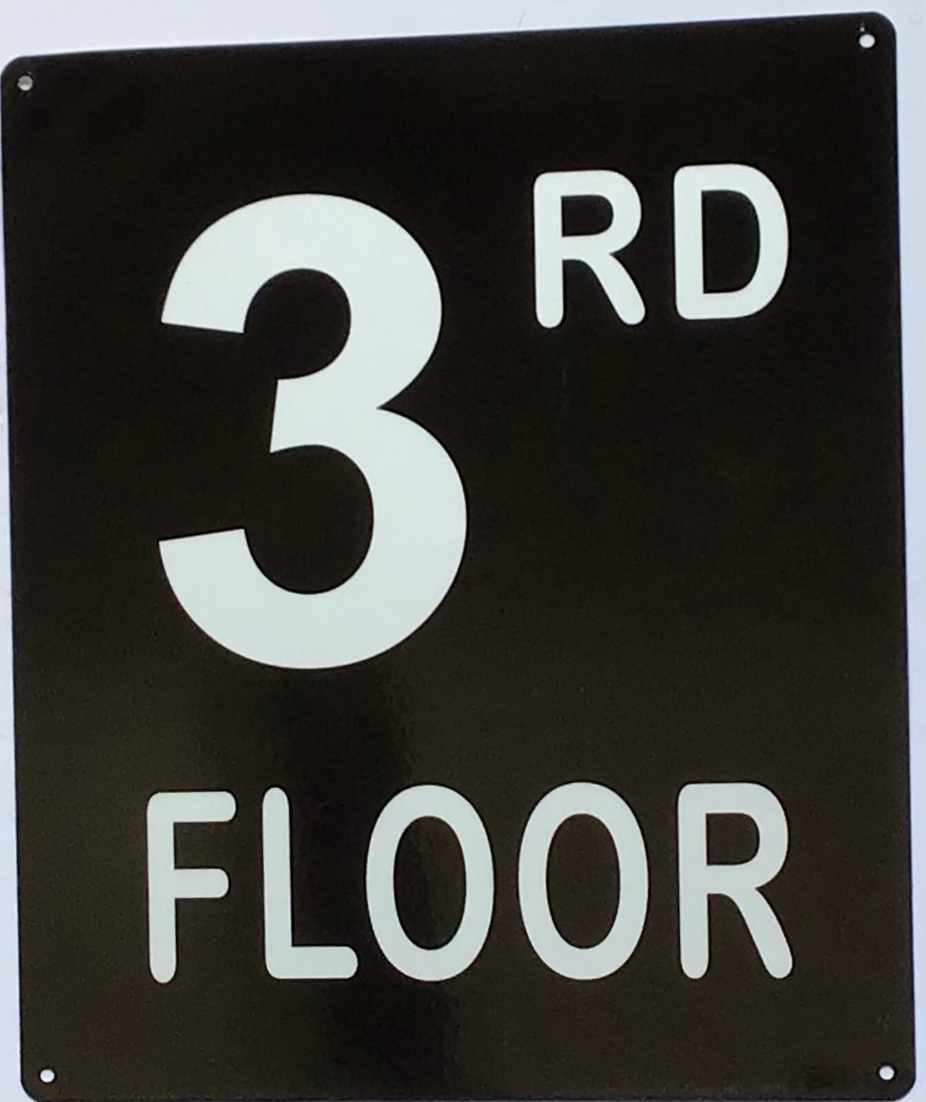 3RD FLOOR SIGN (10X12, Black Background, Aluminum)-REF24-1027