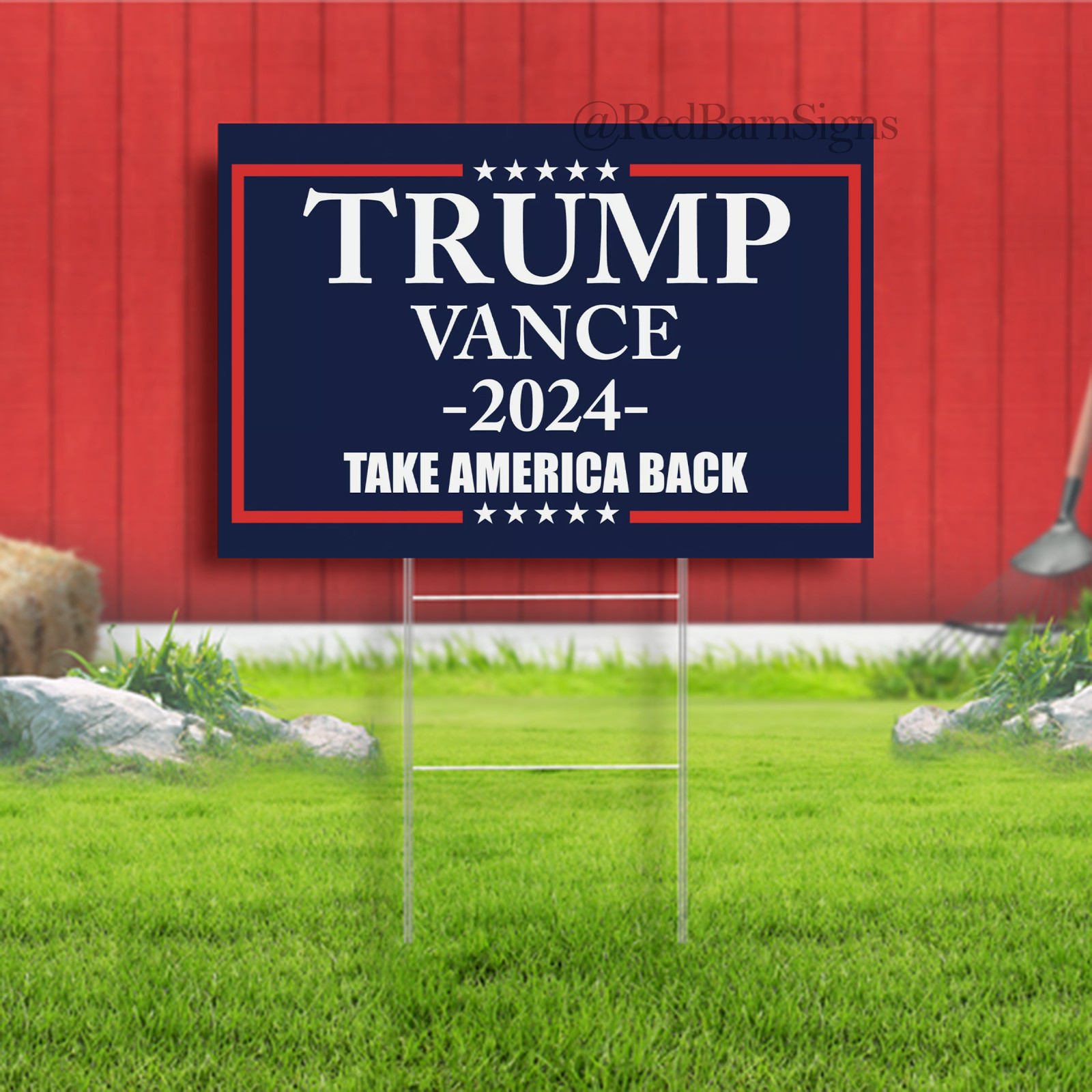 Made in USA, not China! Trump Vance Yard Sign Take America Back 2024 w/Stake