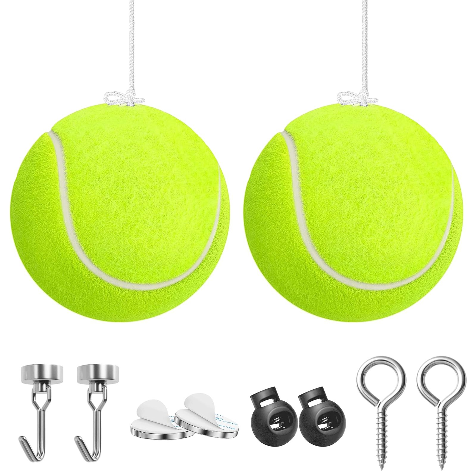 Dnairtly Garage Parking Aid with Magnetic & Screw Hooks, 2 Pack Tennis Green