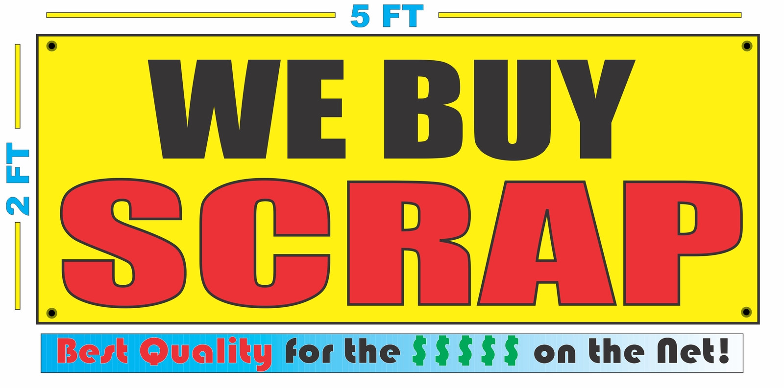 WE BUY SCRAP Banner Sign Yellow with Red & Black