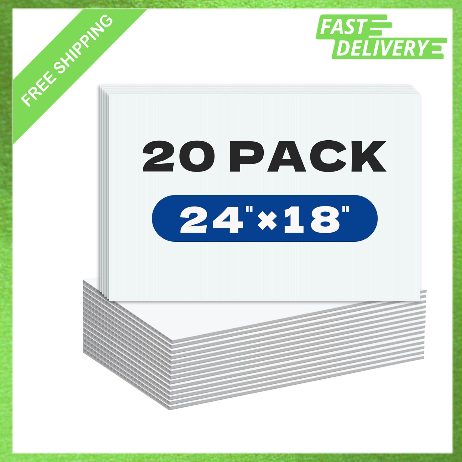20 Pack Yard Signs Large 18×24 Inches Corrugated Plastic Boards for Garage Sale